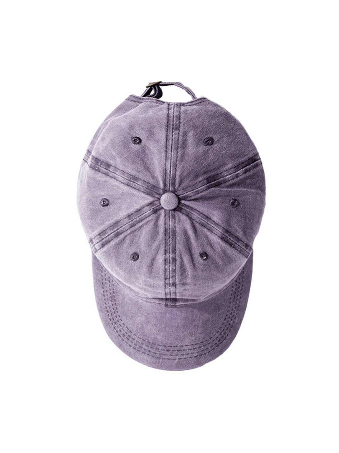 Top view of a purple washed canvas cap by TALISHKO, showcasing its classic, relaxed design.