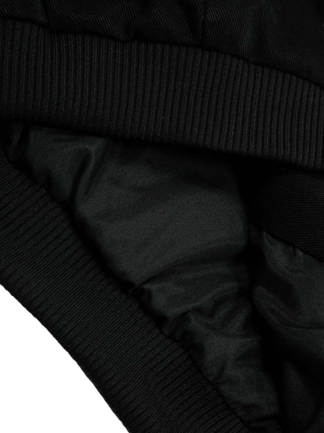 Detailed view of TALISHKO's jacket, emphasizing the ribbed collar and plush fabric texture.