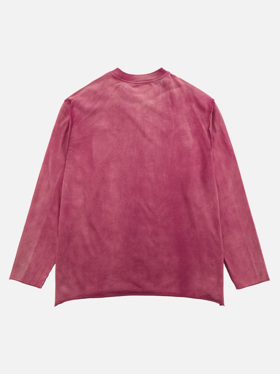 Back view of a rose washed-edge long sleeve T-shirt by TALISHKO, showcasing casual style.