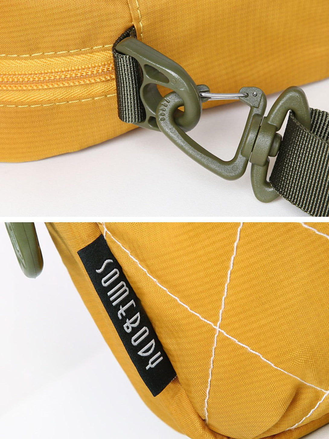 A detailed look at the TALISHKO bag's durable clasp and stitching, showcasing quality craftsmanship.