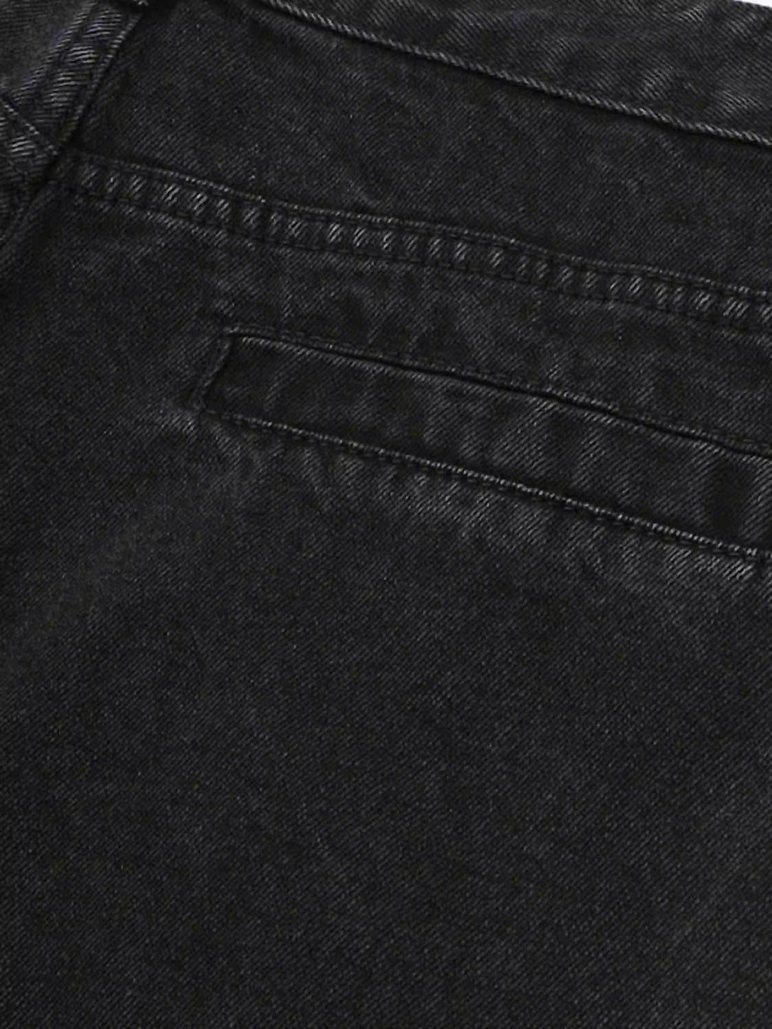 A close-up of TALISHKO cargo jeans highlighting textured fabric and sleek pocket details.