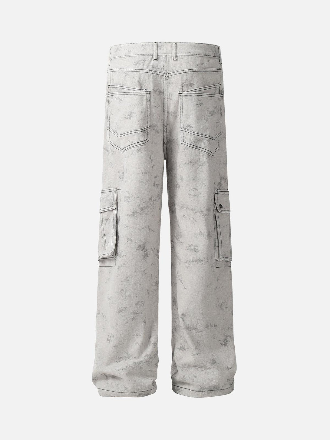 Back view of TALISHKO tie-dye workwear pants, showcasing the stylish multi-pocket design.