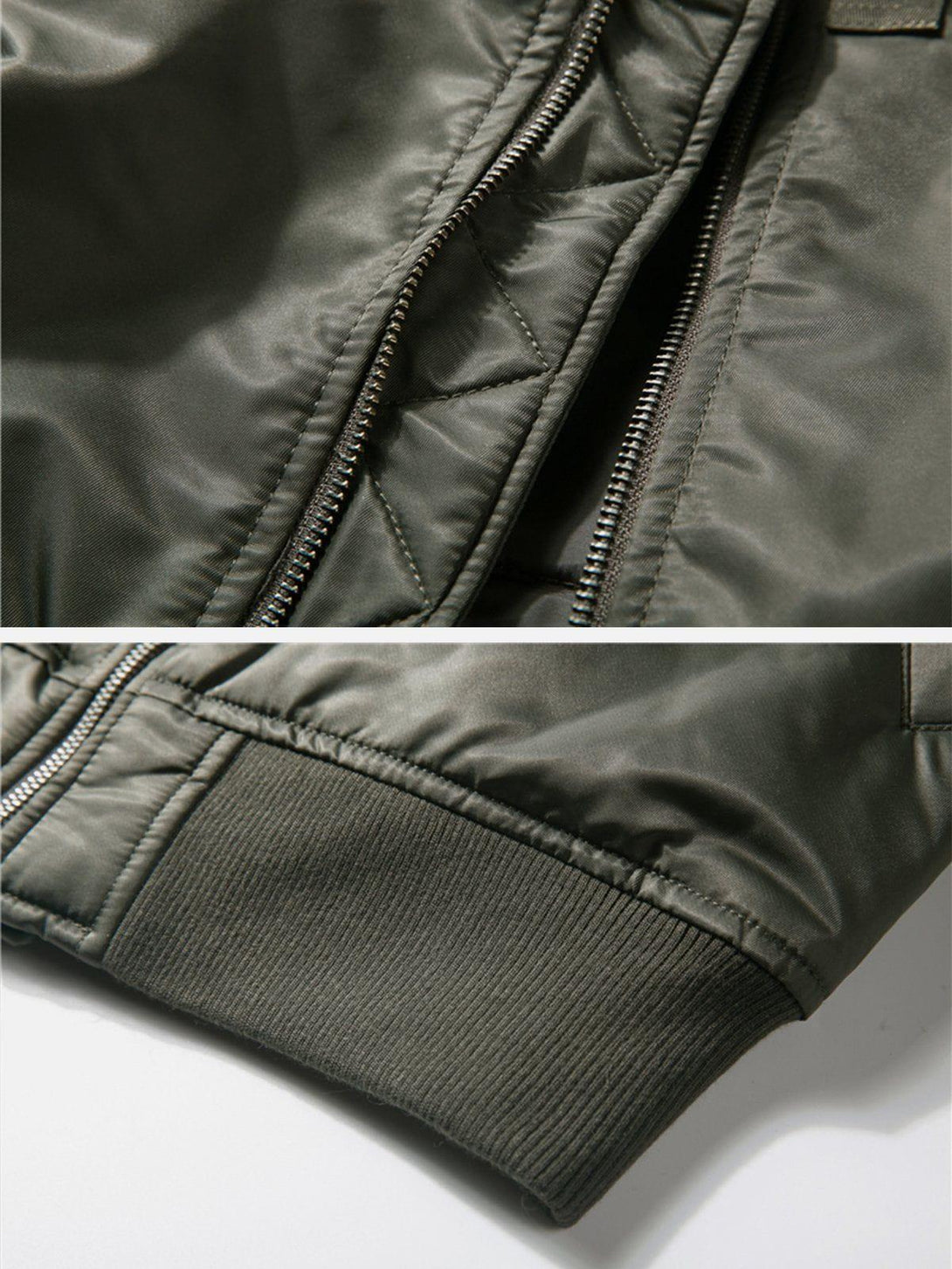 Intricate look at TALISHKO's winter coat, highlighting the detailed zipper and cuff design.