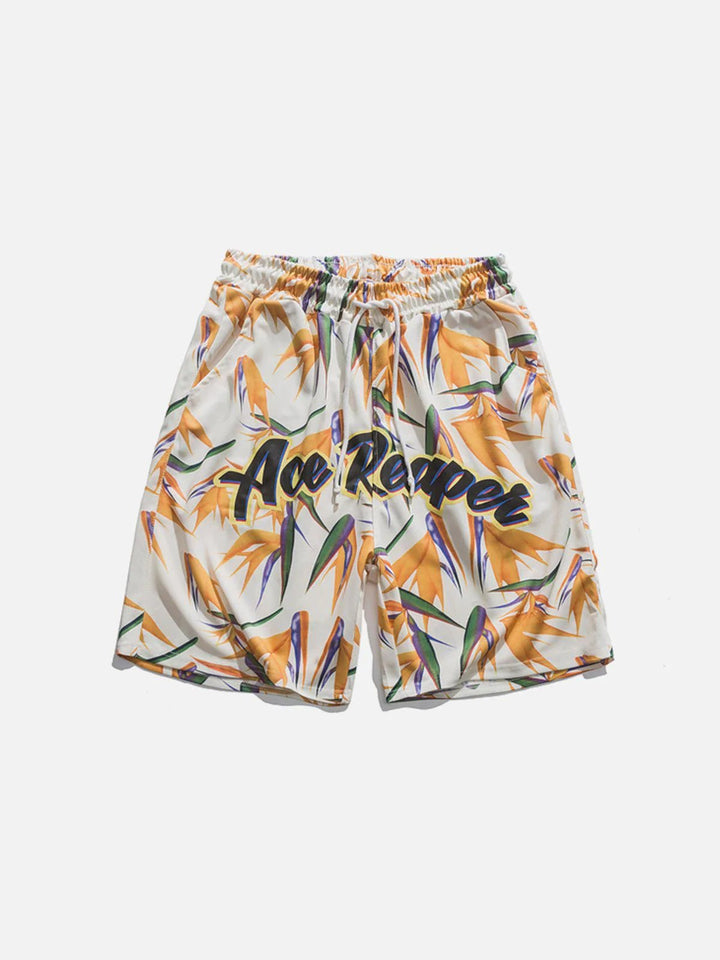 TALISHKO - Alphabet Leaf Print Beach Shorts - streetwear fashion, outfit ideas - talishko.com
