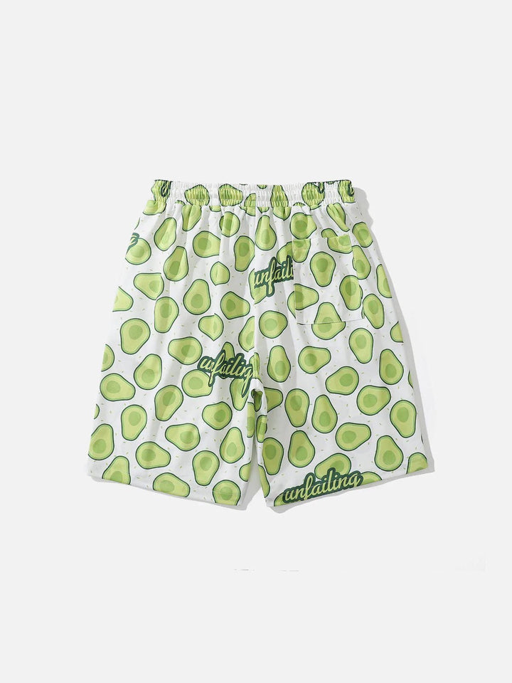 TALISHKO - Avocado Letters Printed Beach Shorts - streetwear fashion, outfit ideas - talishko.com