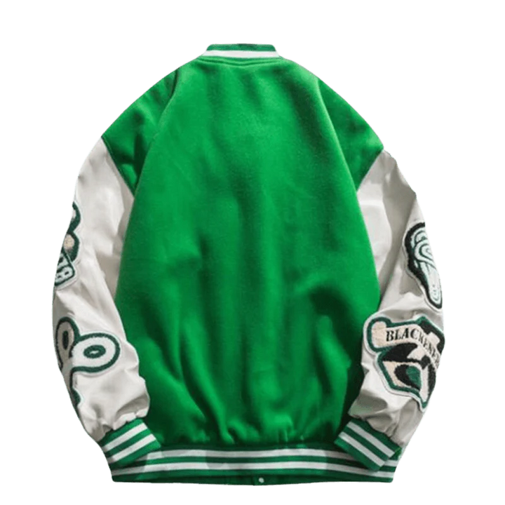 TALISHKO - BE Green Baseball Jacket - streetwear fashion, outfit ideas - talishko.com
