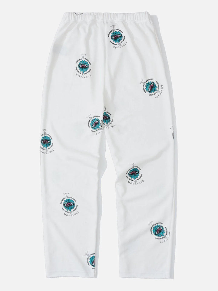 TALISHKO - Blue Eye Print Drawstring Shredded Pants - streetwear fashion, outfit ideas - talishko.com