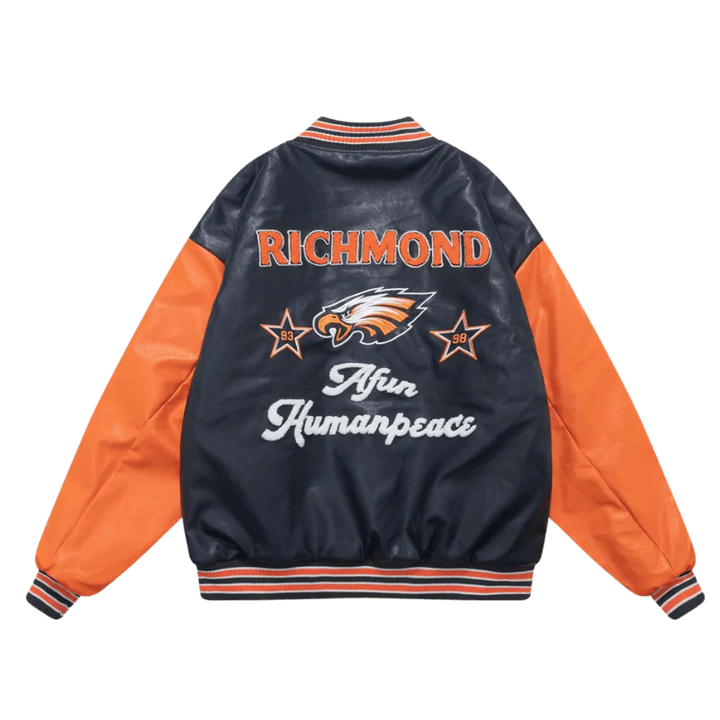 TALISHKO™ - Blue & Orange RICHMOND Baseball Jacket streetwear fashion - talishko.com