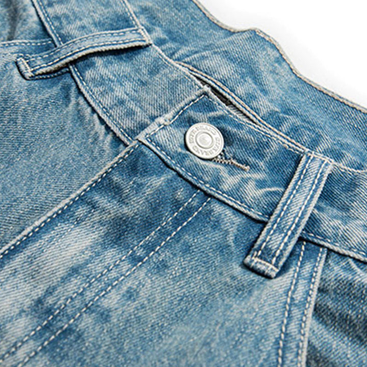 TALISHKO - Broken Hole Embroidery Jeans - streetwear fashion, outfit ideas - talishko.com