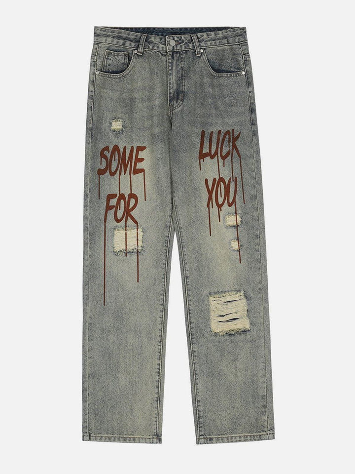 TALISHKO - Broken Letters Jeans - streetwear fashion, outfit ideas - talishko.com