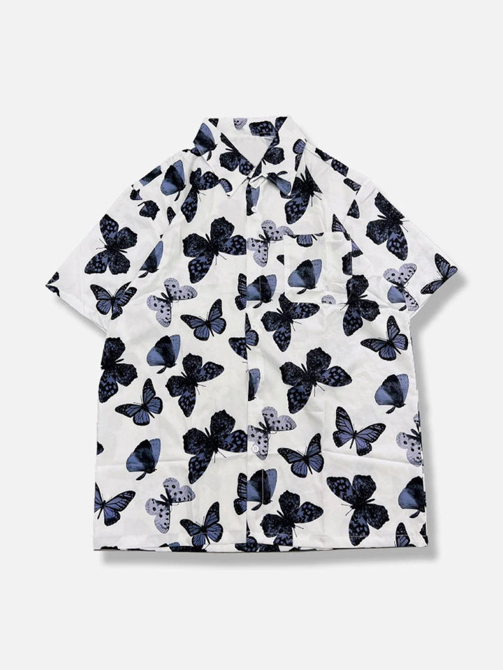 TALISHKO - Butterfly Print Short Sleeve Shirt - streetwear fashion, outfit ideas - talishko.com