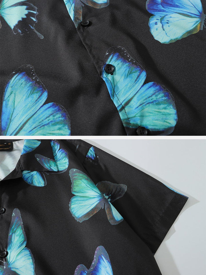 TALISHKO - Butterfly Print Short Sleeve Shirt - streetwear fashion, outfit ideas - talishko.com