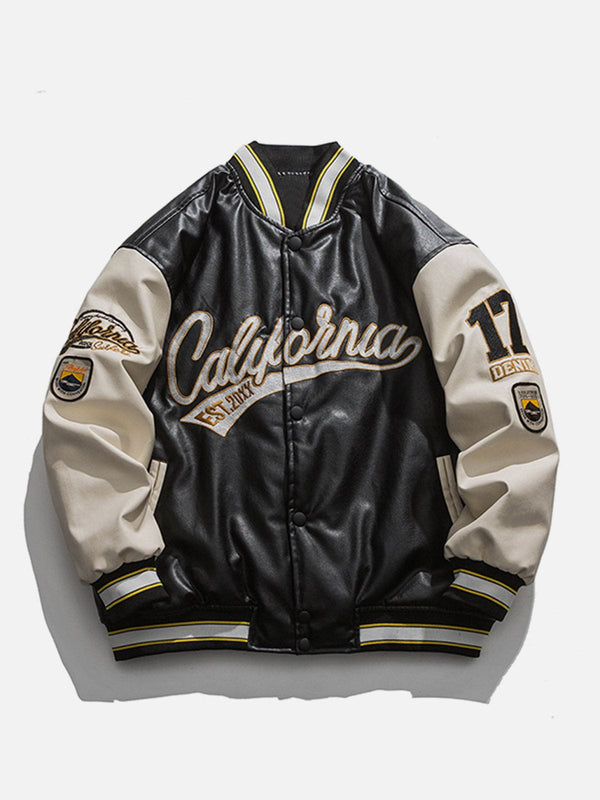 TALISHKO - "California" PU Stitching Thicken Varsity Jacket - streetwear fashion, outfit ideas - talishko.com
