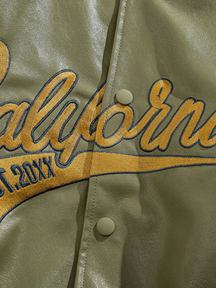 TALISHKO - "California" PU Stitching Varsity Jacket - streetwear fashion, outfit ideas - talishko.com