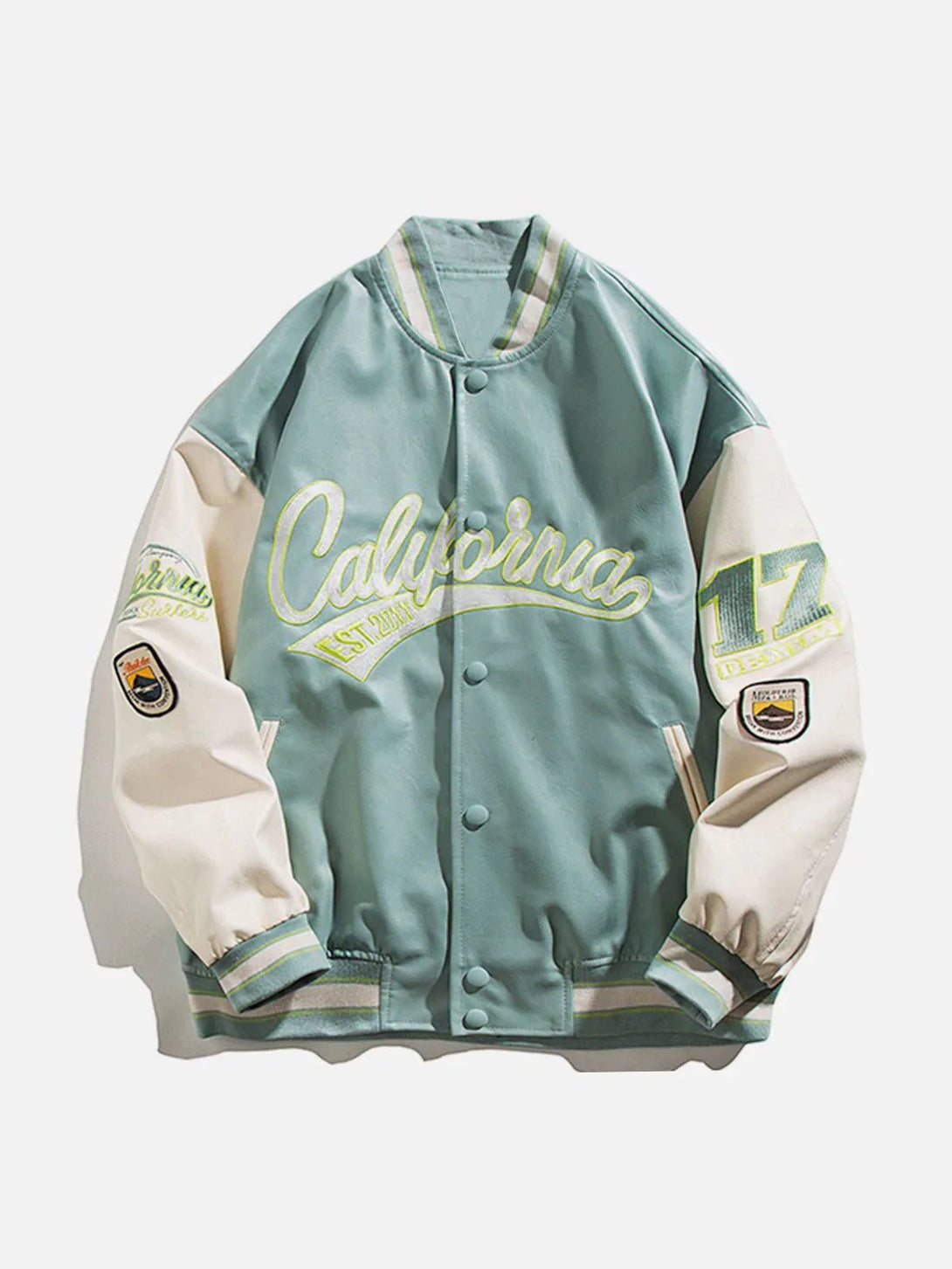 TALISHKO - "California" PU Stitching Varsity Jacket - streetwear fashion, outfit ideas - talishko.com