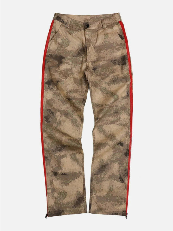 TALISHKO - Camouflage Adjustable Zip Straight Pants - streetwear fashion, outfit ideas - talishko.com