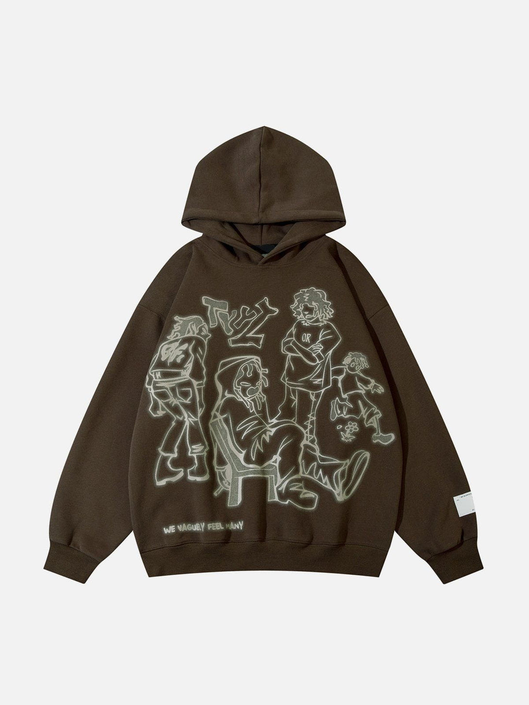 TALISHKO - Cartoon Line Character Print Hoodie - streetwear fashion, outfit ideas - talishko.com