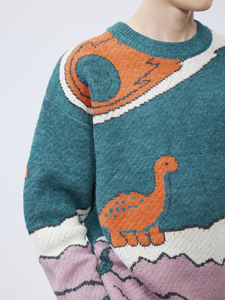 TALISHKO - Cartoon Little Dinosaur Knit Sweater - streetwear fashion, outfit ideas - talishko.com