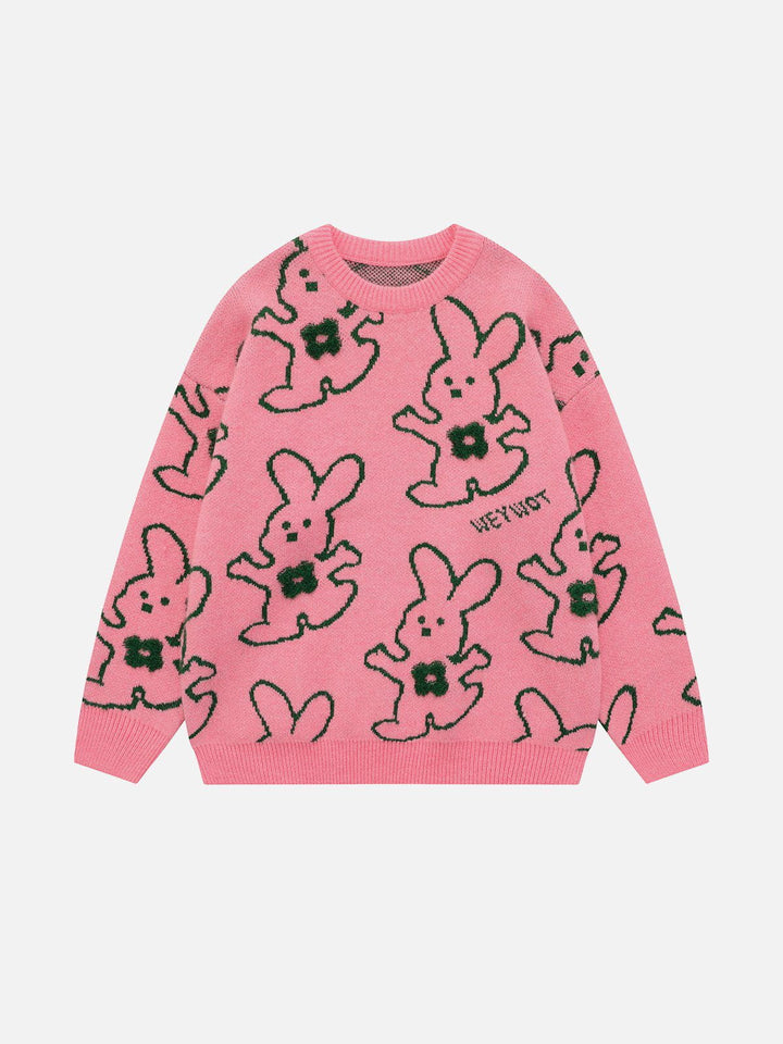 TALISHKO - Cartoon Rabbit Embroidery Sweater - streetwear fashion, outfit ideas - talishko.com