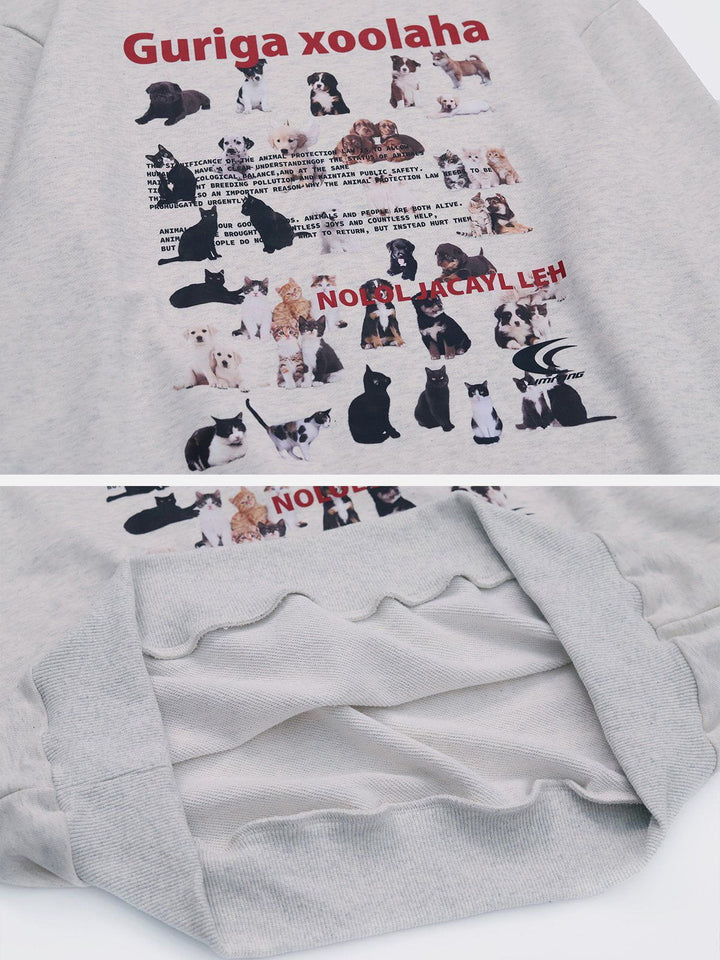 TALISHKO - Cat And Dog Print Sweatshirt - streetwear fashion, outfit ideas - talishko.com