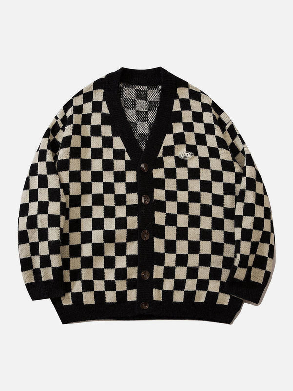 TALISHKO - Checkerboard Cardigan - streetwear fashion, outfit ideas - talishko.com