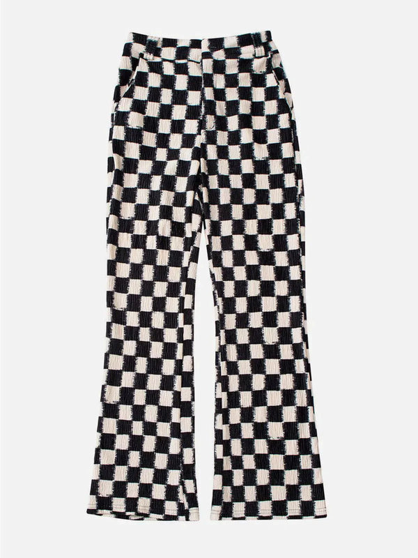 TALISHKO - Checkerboard Elastic Horn Pants - streetwear fashion, outfit ideas - talishko.com
