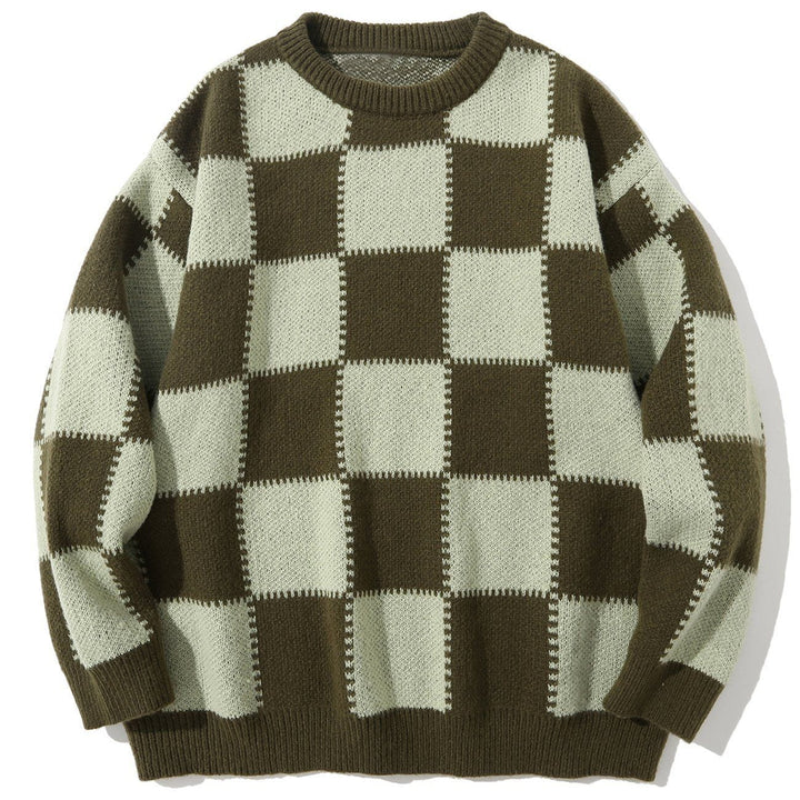 TALISHKO™ - Checkerboard Knit Sweater streetwear fashion - talishko.com