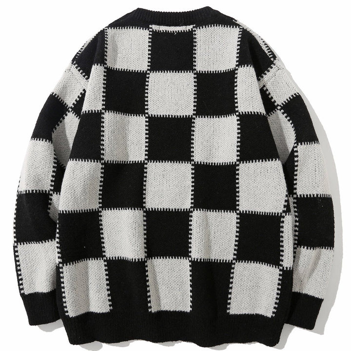 TALISHKO™ - Checkerboard Knit Sweater streetwear fashion - talishko.com