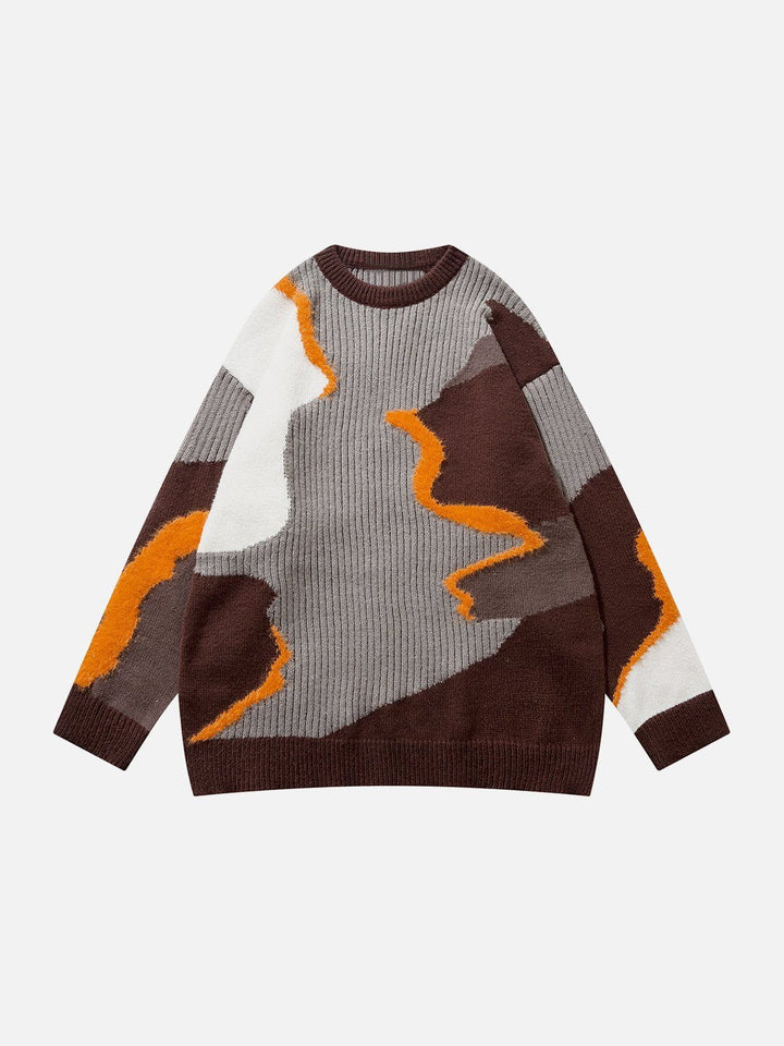 TALISHKO™ - Color-block Plush Jacquard Sweater streetwear fashion - talishko.com