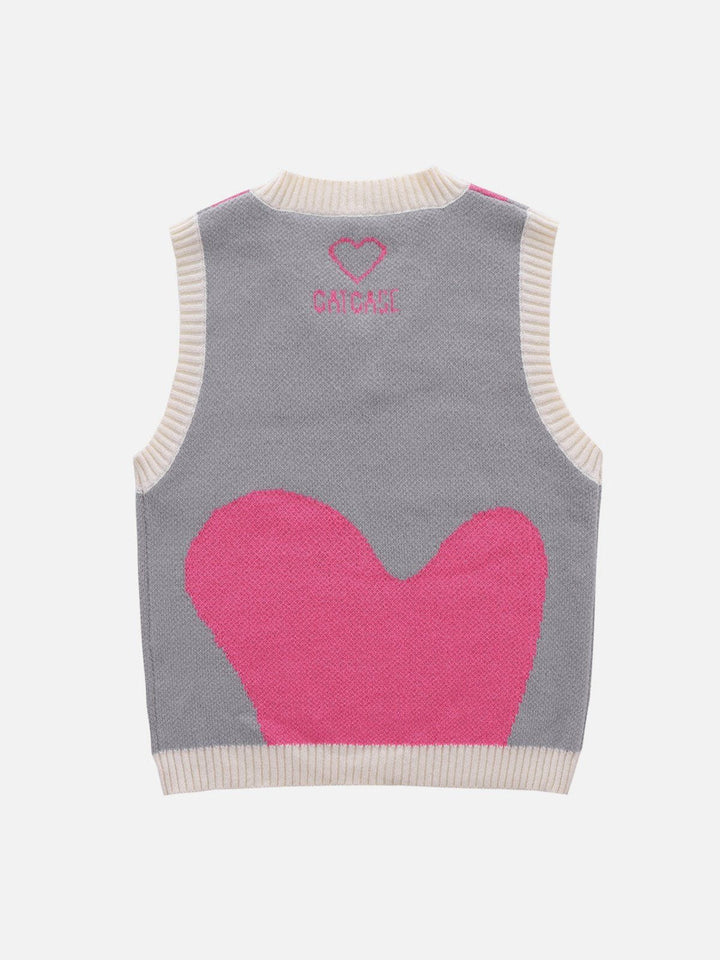 TALISHKO - Colorblock Heart Print Sweater Vest - streetwear fashion, outfit ideas - talishko.com