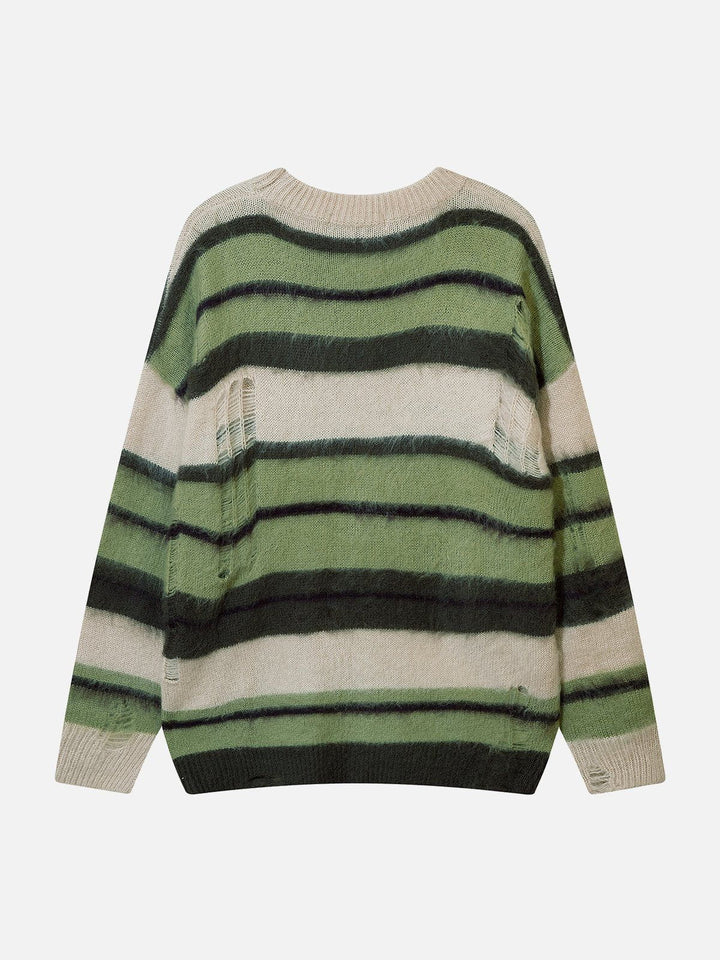TALISHKO - Colorblock Hole Stripe Sweater - streetwear fashion, outfit ideas - talishko.com