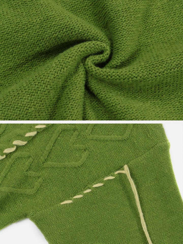 TALISHKO™ - Contrast Tassel Heart Cable Knit Sweater streetwear fashion - talishko.com