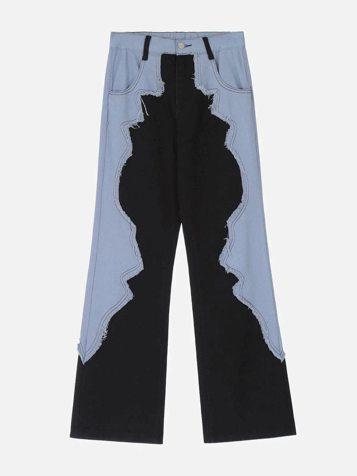 TALISHKO - Contrasting Splicing Jeans - streetwear fashion, outfit ideas - talishko.com