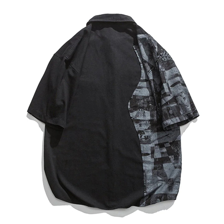 TALISHKO - Cotton Black Paneled Short Sleeve Shirt - streetwear fashion, outfit ideas - talishko.com