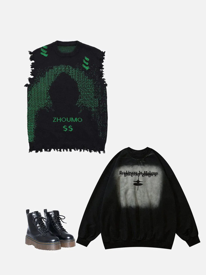 TALISHKO - Cyberpunk Dot Matrix Sweater Vest - streetwear fashion, outfit ideas - talishko.com