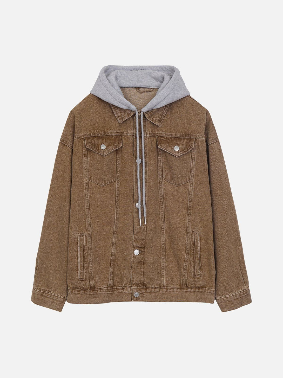 TALISHKO - Detachable Hood Solid Denim Jacket - streetwear fashion, outfit ideas - talishko.com