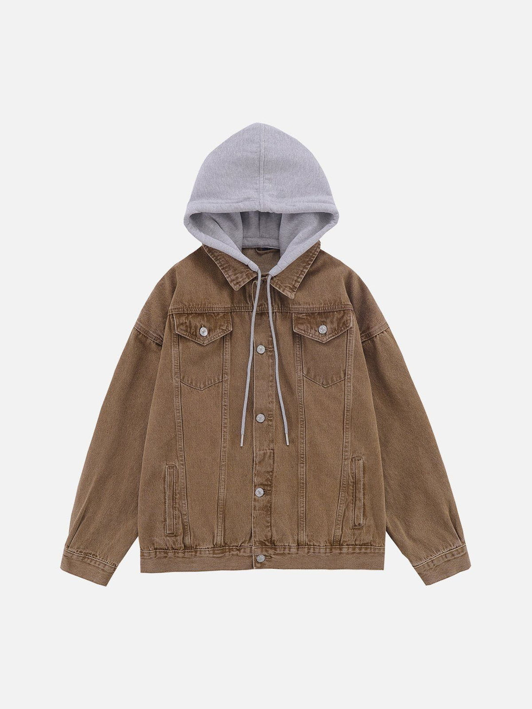 TALISHKO - Detachable Hood Solid Denim Jacket - streetwear fashion, outfit ideas - talishko.com