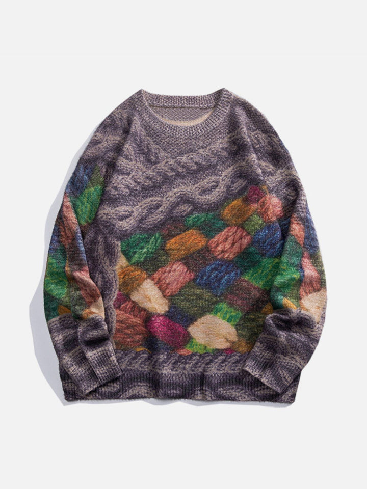 TALISHKO™ - Dimensional Print Knit Sweater streetwear fashion - talishko.com