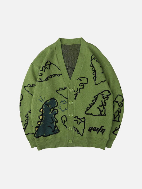TALISHKO - Dinosaur Cartoon Pattern Knit Cardigan - streetwear fashion, outfit ideas - talishko.com