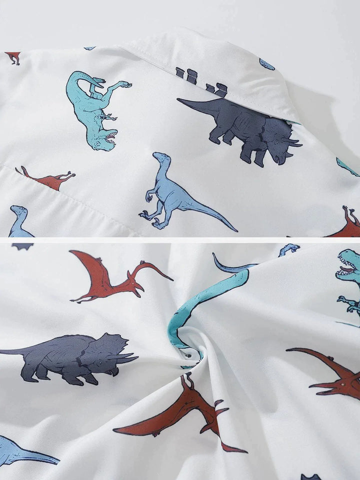 TALISHKO - Dinosaur Print Long-Sleeved Shirt - streetwear fashion, outfit ideas - talishko.com