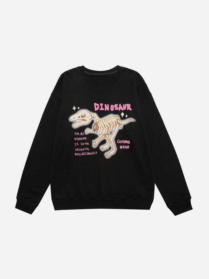 TALISHKO - Dinosaur Skeleton Print Sweatshirt - streetwear fashion, outfit ideas - talishko.com