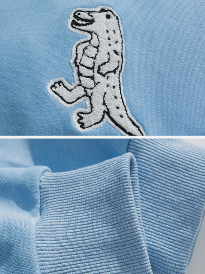TALISHKO - Dinosaurs Embroidery Print Sweatshirt - streetwear fashion, outfit ideas - talishko.com