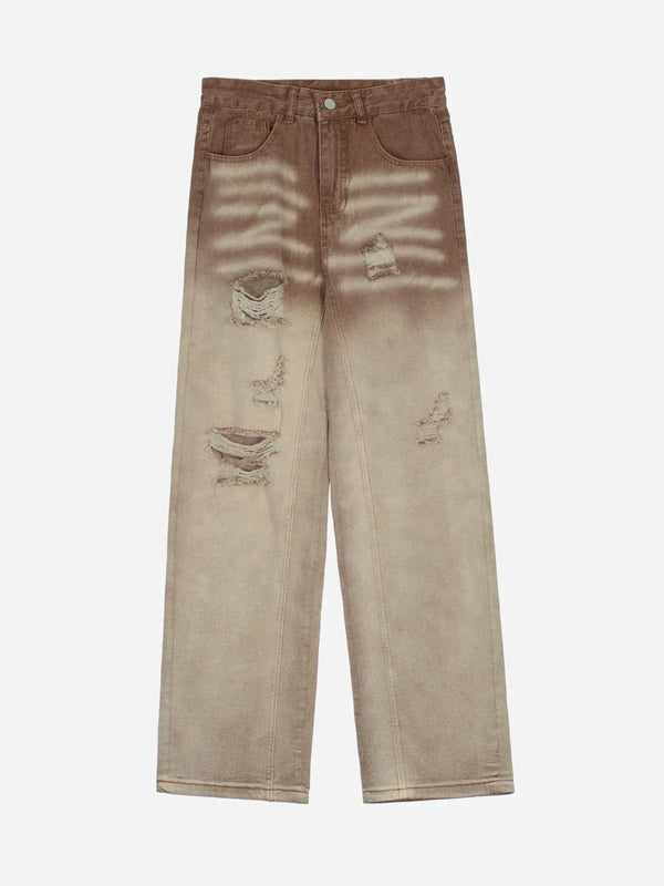 TALISHKO - Distressed Ripped-out Wash Jeans - streetwear fashion, outfit ideas - talishko.com