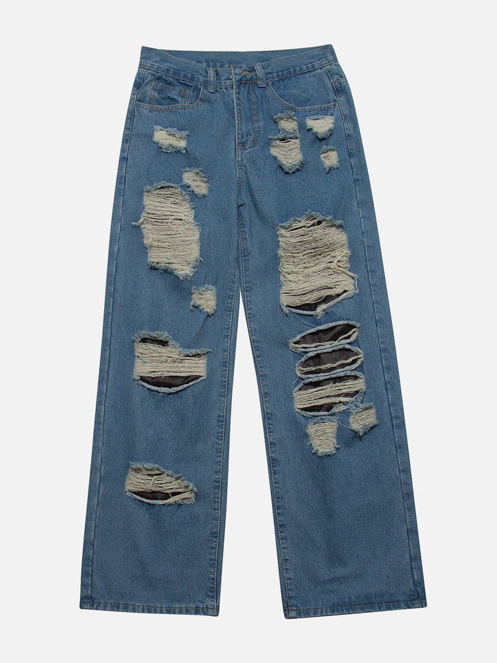 TALISHKO - Double Layer Hole Jeans - streetwear fashion, outfit ideas - talishko.com