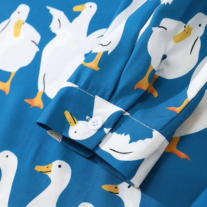 TALISHKO - Duck Print Oversized Long Sleeve Shirt - streetwear fashion, outfit ideas - talishko.com
