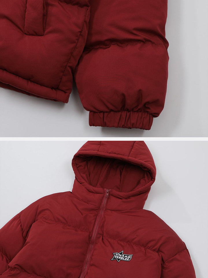 TALISHKO™ - Heart Embossing Solid Color Puffer Jacket