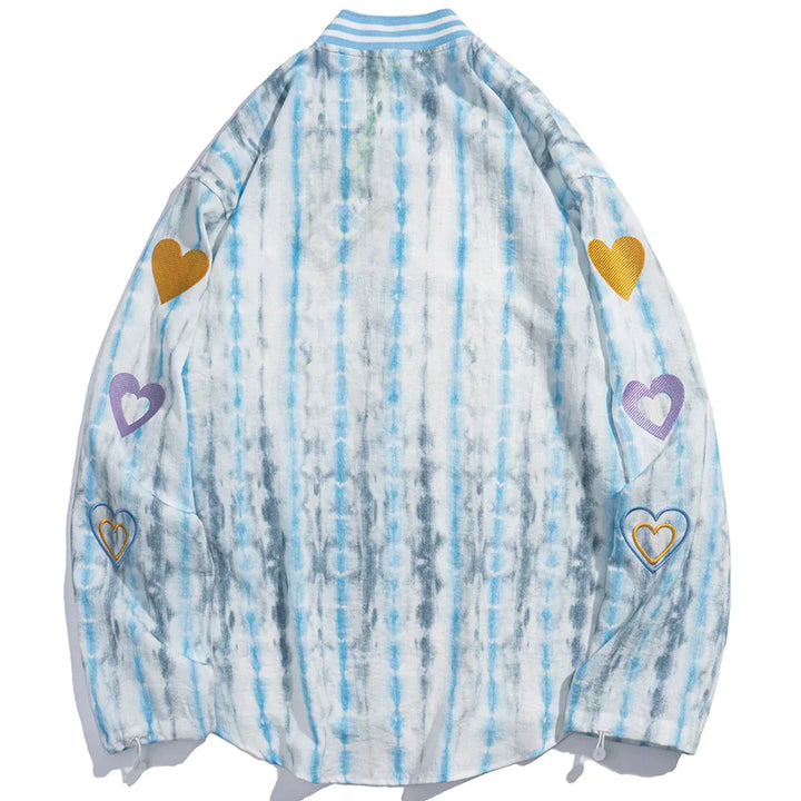 TALISHKO - Embroidered Heart Distressed Long-sleeved Shirt - streetwear fashion, outfit ideas - talishko.com
