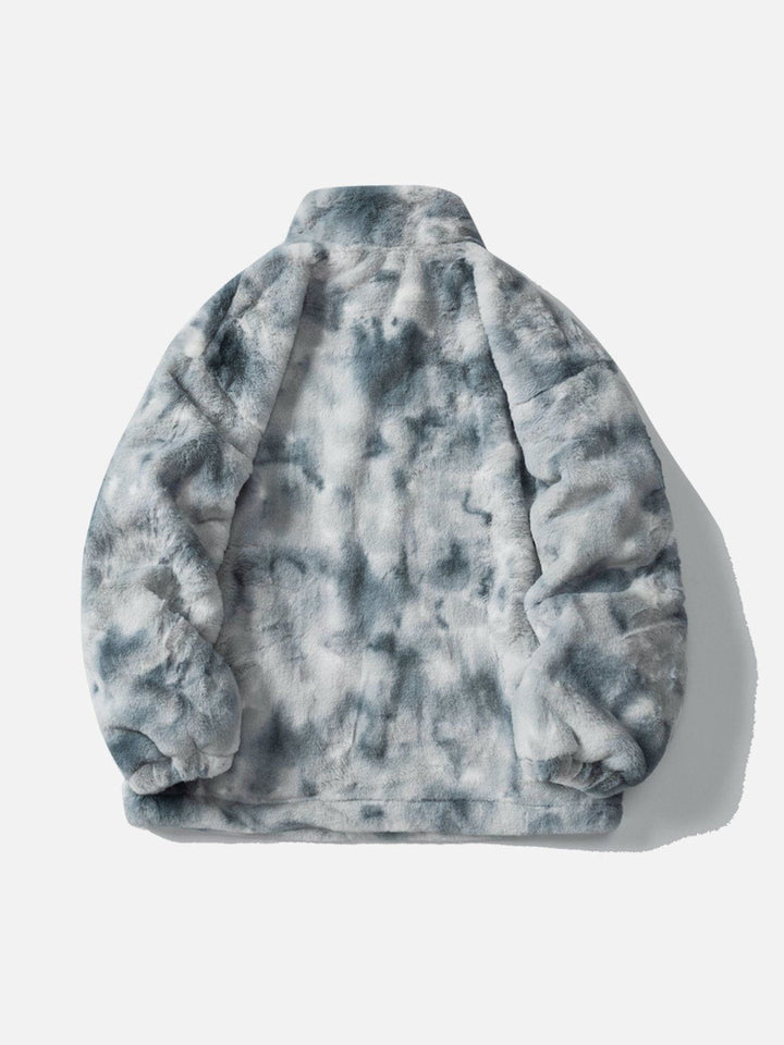 TALISHKO - Embroidered Wings Bunny Label Tie Dye Sherpa Coat - streetwear fashion, outfit ideas - talishko.com