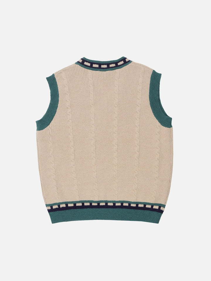 TALISHKO - Embroidery Letters Sweater Vest - streetwear fashion, outfit ideas - talishko.com