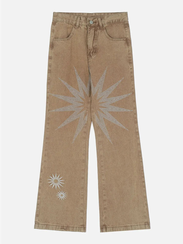 TALISHKO - Embroidery Washed Design Jeans - streetwear fashion, outfit ideas - talishko.com